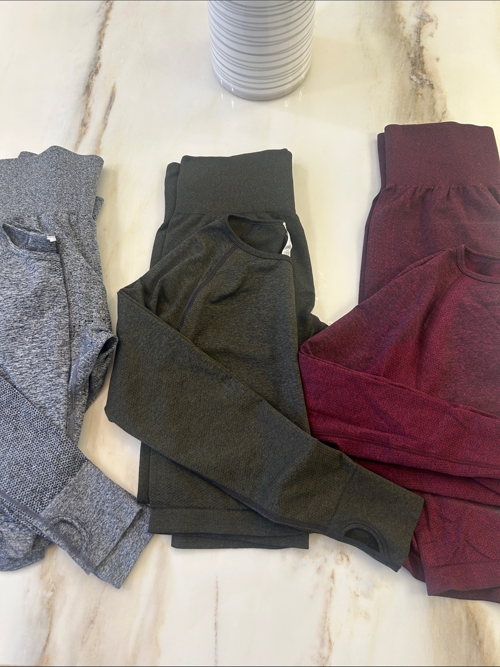High-Rise Seamless Leggings and Tops 3 Sets